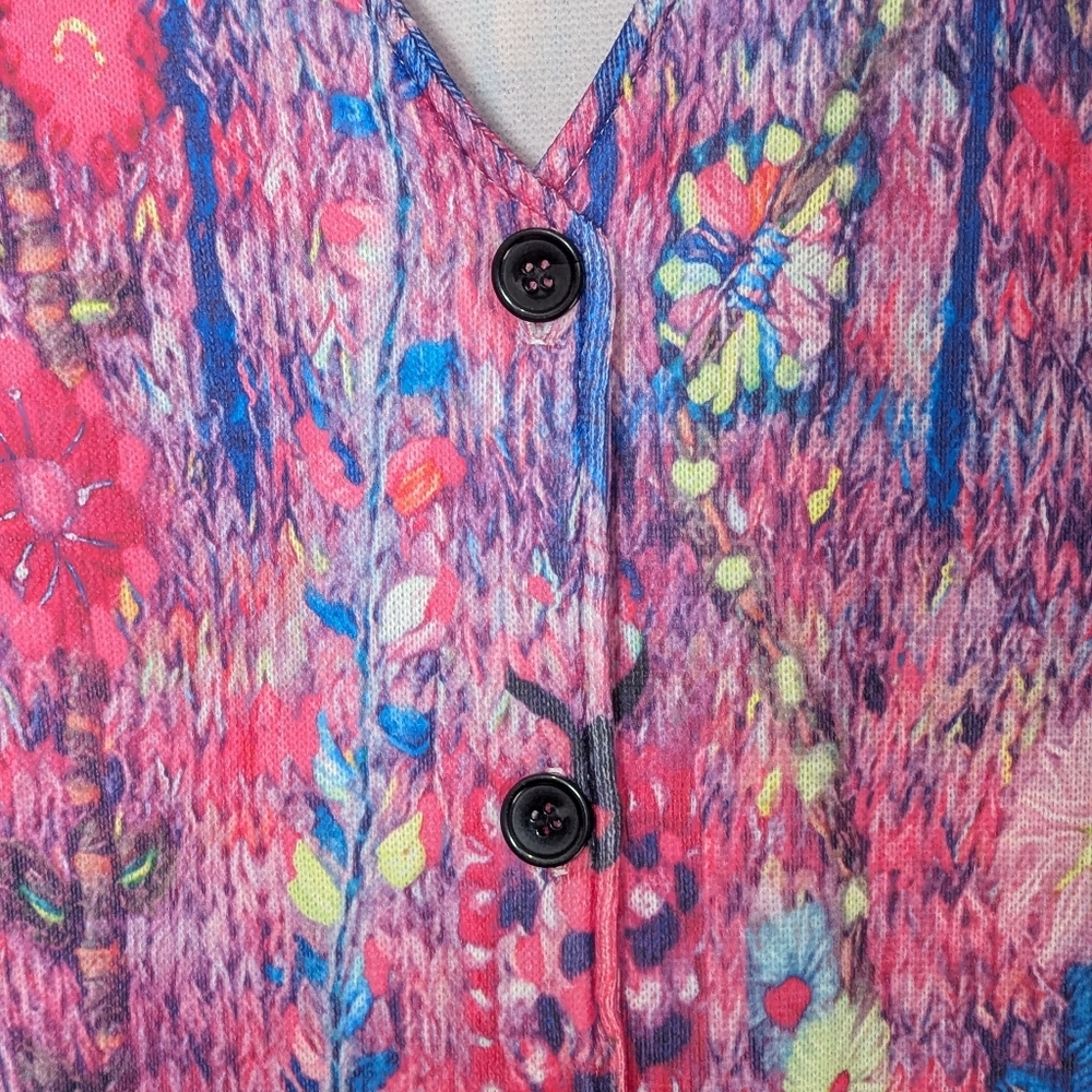 Women's Floral Abstract‎ Button Up Cardigan - Picture 3 of 11